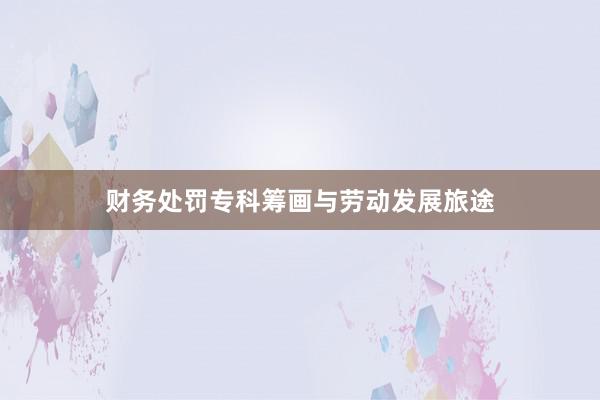 财务处罚专科筹画与劳动发展旅途
